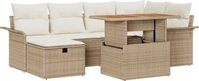 vidaXL Set de canapele pentru grădină 7 pcs Bej poliratan