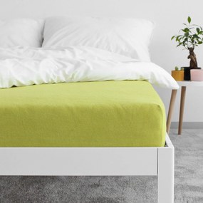 Goldea cearceafuri de pat din terry cu elastic - verde fistic 140 x 200 cm
