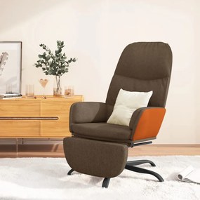 3097397 vidaXL Scaun de relaxare cu taburet, maro, material textil
