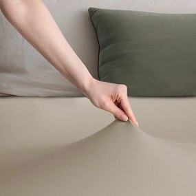 Cearceaf maro deschis din jerseu cu elastic 220x200 cm Amber – Restilo