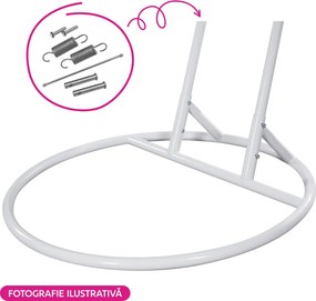 Fotoliu dublu suspendat, alb/model floral, DELIA