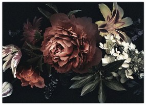 Tablou pe sticlă - Flori întunecate (70x50 cm)