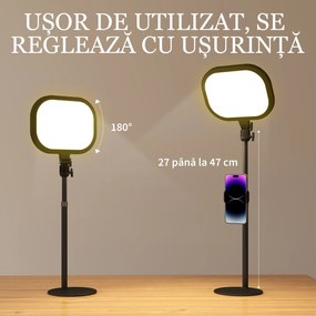 HOMCOM Lampă LED reglabilă: 5 culori, 10 niveluri, memorie – birou/dormitor. | Aosom Romania