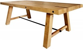 Masa design industrial din lemn de pin Finca 240cm, maro vintage