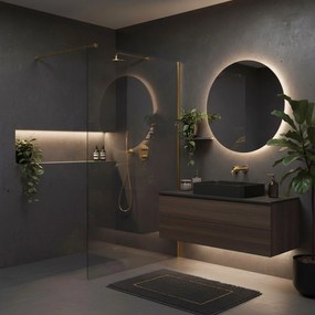 Paravan de dus Rea Flexi Transparent / Brush Gold 140