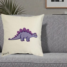 Perna Personalizata Stegozaur Mov, 40x40 cm, Ecru, Husa Detasabila, Perna Inclusa, BEKZ®