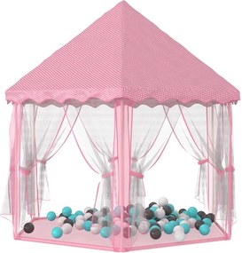 vidaXL Cort de joacă Princess cu 250 de bile, roz, 133x140 cm