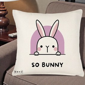 Perna Decorativa So Bunny Kawaii, 40x40 cm, Crem Reliefat, Husa Detasabila, Perna Inclusa, BEKZ®