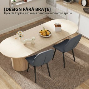 HOMCOM Scaune Tapitate Metalice, Gri Modern | Aosom Romania