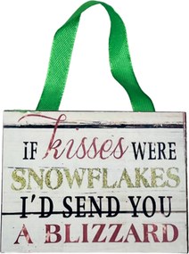 Placuta decorativa cu text KISSES, 8x6cm