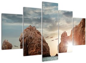 Tablou - Apus de soare peste stânci (150x105 cm)