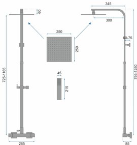 Coloana de dus cu termostat Rea Milano negru mat