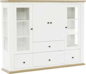 Vitrina LEON MZ6, alb/stejar deschis, PAL laminat, 165x40x130 cm