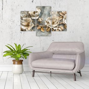 Tablou - Marmură de fundal cu flori (90x60 cm)