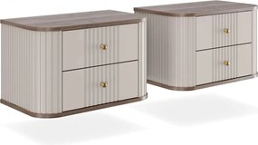 Set noptiere Vesper 56 cm de perete - cașmir / nuc / mânere aurii