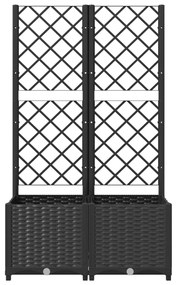 Jardiniera de gradina cu spalier negru, 80x40x136 cm, PP