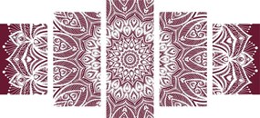 Tablou 5-piese Mandala armonie pe un fundal roz