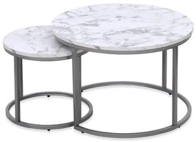 SET 2x măsuță de cafea PAOLA d. 38/60 cm gri/decor marmorat