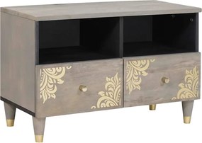 vidaXL Cabinet TV cu sertar Gri 70 x 33 x 46 cm Lemn de mango solid