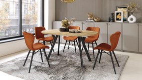 Mazzoni ALDO Stejar Craft Auriu/picioare negre - MASĂ ROTUNDĂ STIL LOFT PENTRU SALON/SUFRAGERIE EXTENSIBILĂ CU PICIOARE ÎN FORMĂ DE "Y"