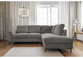 Colțar gri extensibil cu tapițerie din catifea reiată (cu colț pe partea dreaptă) Lofty Lilly – Miuform