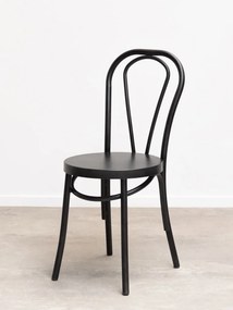 Scaun dining din metal, negru, cu spătar în buclă dublă și șezut rotund, 89 x 39 x 47 cm, „Medley”