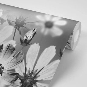Tapet autoadeziv flori în design alb-negru