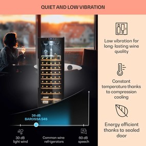 Klarstein Barossa 54S, răcitor de vinuri, 155 l, 54 de sticle, ușă de sticlă, tactil