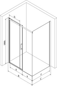Mexen Omega cabină de duș glisantă 120 x 90 cm, transparentă, crom - 825-120-090-01-00