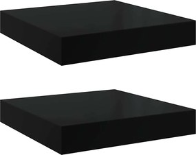 vidaXL Rafturi de perete 2 buc. negru extralucios 23x23,5x3,8 cm, MDF