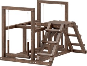 PawHut Suport pentru găini, bârne, rampe, leagăne, pentru 2-3 găini, lemn, maro | Aosom Romania