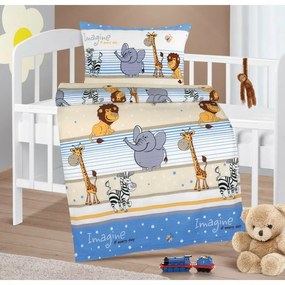 Bellatex Baby crepe lenjerie de pat Agata Safarialbastru, 90 x 135 cm, 45 x 60 cm
