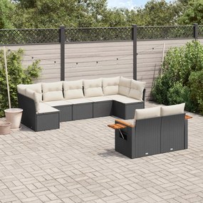 3259529 vidaXL Set mobilier de grădină cu perne, 9 piese, negru, poliratan