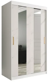 Dulap de haine 120 cm Marbelo P (mat alb + marmură albă). 1064516