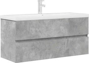 vidaXL Set mobilier de baie, 2 piese, gri beton, lemn compozit