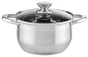 Set de oale Muhler MR-1242, 12 piese, Otel inoxidabil, Fund in trei straturi, Manere reci, Capace din sticla, Inductie, Argintiu