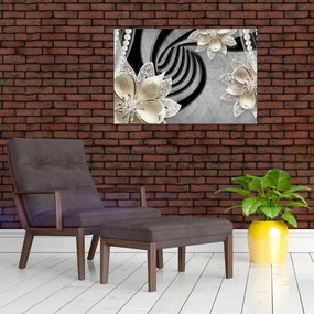 Tablou - 3D Flori aurii (90x60 cm)