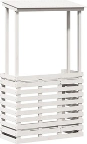 vidaXL Masă bar de exterior cu acoperiș, alb, 112,5x57x195,5 cm, lemn