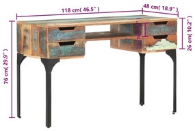 Birou, 118 x 48 x 75 cm, lemn masiv reciclat Lemn masiv reciclat