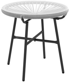Outsunny Masă de cafea rotundă de grădină din răchită aspect rotin metal și blat sticlă securizată Ø 50 x 50 cm gri | Aosom Romania