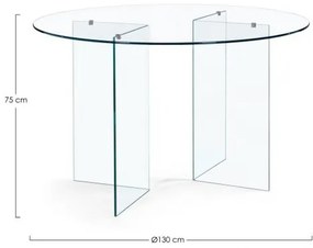 Masa dining pentru 6 persoane transparenta din sticla temperata, ∅ 130 cm, Iride Bizzotto