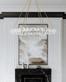 Lustra Circulara, Sticla Texturata, Design Lux, Auriu, Lindley