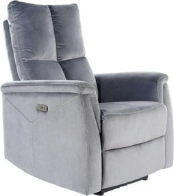 Fotoliu recliner NEPTUN M, gri, stofa catifelata/metal, functie de mas