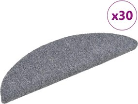 vidaXL Covorașe autoadezive pentru scări, 30 buc., 56x17x3 cm, gri deschis, semirotunde