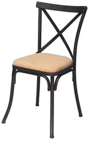 Scaun dining negru din metal si textil Lorraine