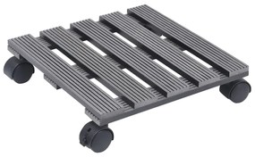 Suporturi de plante cu role, 2 buc., gri, 30x30x7,5 cm, WPC 2, Gri, 30 x 30 x 7.5 cm, Patrat