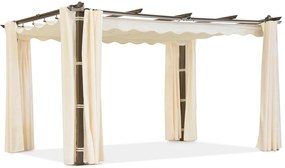 Barbados pergola terasă 3x4 m cu perdele Garden Point woodlike-beige