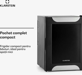 Klarstein Happy Hour, negru cu ușă decorativă, minibar, frigider, 33 l, silențios, G