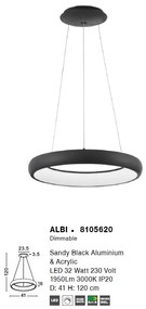 Lustra LED design modern circular ALBI 32W negru NVL-8105620