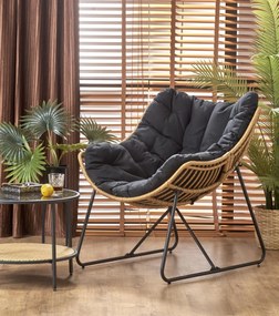 Fotoliu tapitat Whisper natur/negru - H90 cm